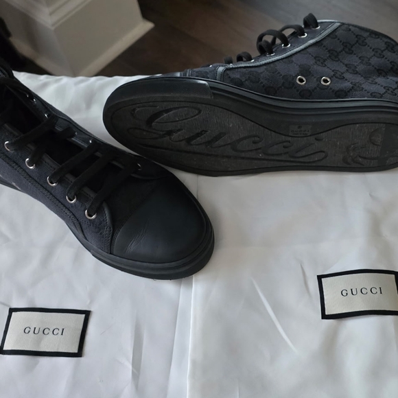 Gucci Pre-owned Black High-Top Womens Cloth Cross Trainers - Picture 3 of 8